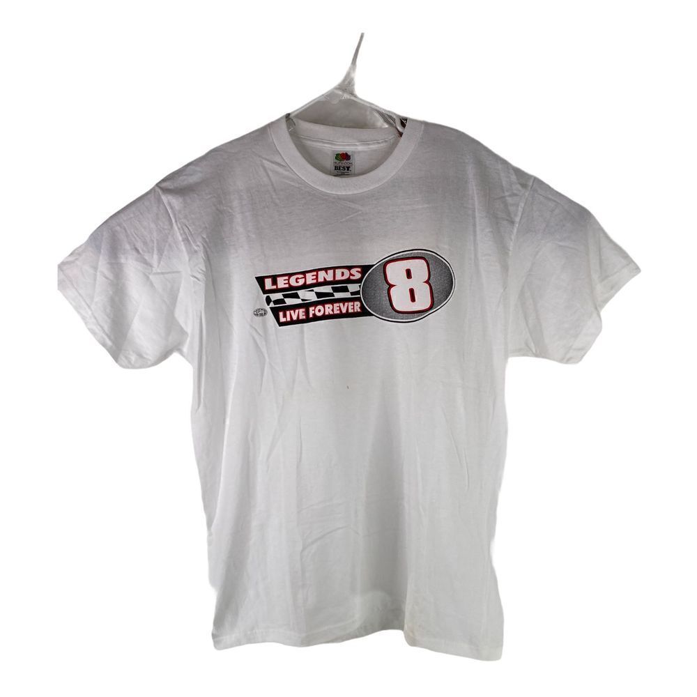 Legends Live Forever #8 Dale Earnhardt XL White T-Shirt Fruit Of The Loom Tee